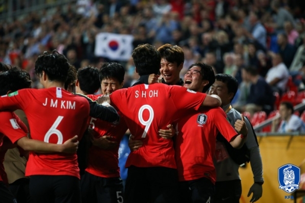 한일전을 하루 앞둔 U-20 한국 축구국가대표팀.  (대한축구협회 제공)