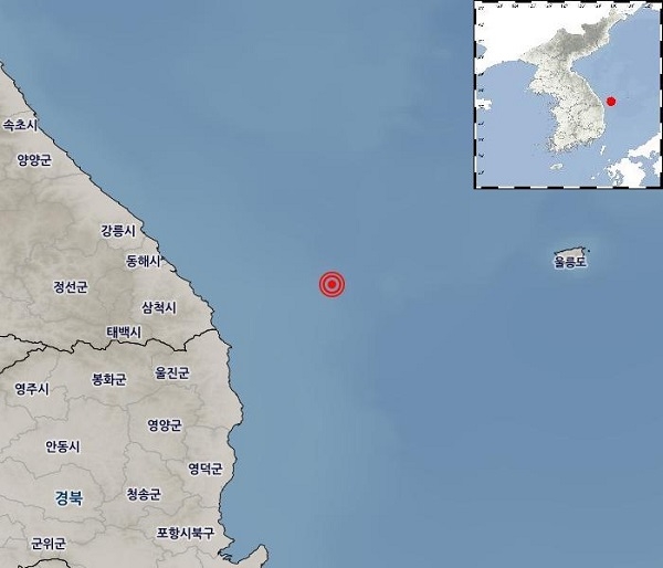 경북 울진 인근 해역서 규모 2.7 지진
