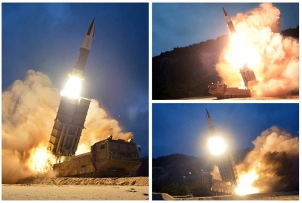 북한 김정은 국무위원장이 지난달 10일 "새 무기 시험사격을 지도했다"고 11일 노동신문이 보도했다. [노동신문]