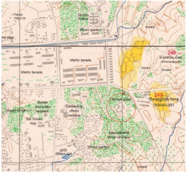 1946년 미군작성 지도에 보이는 미7사단구금소. (서울시제공)