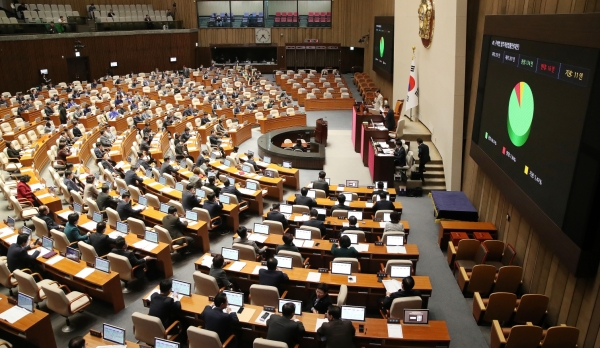 29일 오후 서울 여의도 국회에서 열린 제413회 국회 제6차 본회의에서 주택법 일부개정법률안이 가결됐다.