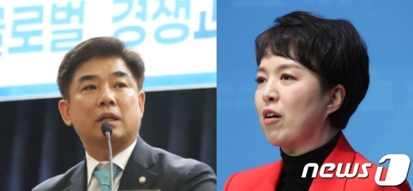 김병욱 더불어민주당 의원(왼쪽)과 김은혜 전 대통령실 홍보수석비서관